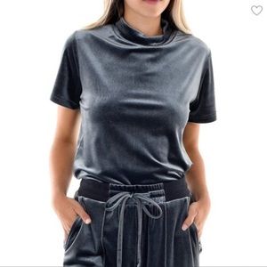 Velour Mock Neck Tshirt